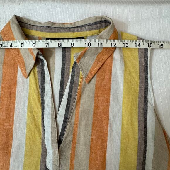 NY&CO Linen Sheath Dress XXL Striped Collared Summer Resort Preppy Classic - Picture 6 of 7
